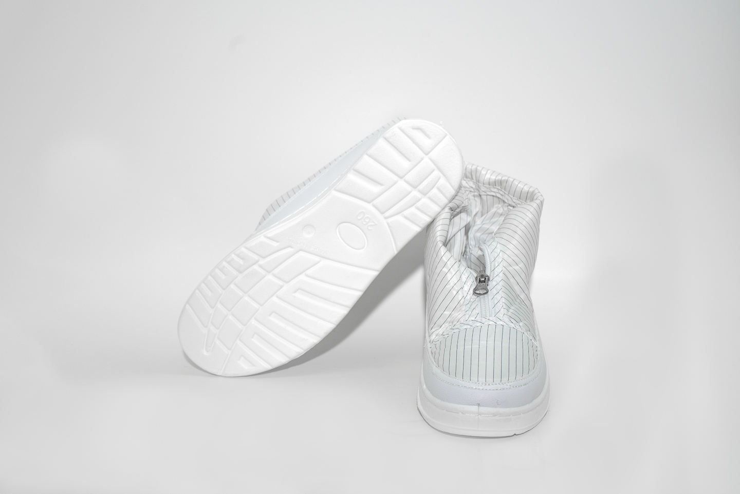 PU白革浅口白条纹复海绵长筒(CT-PU612)