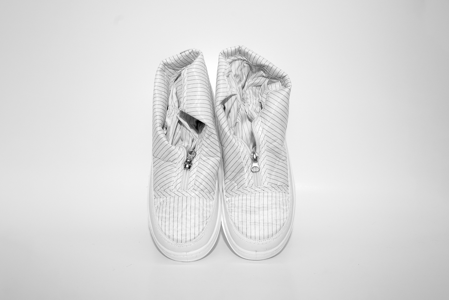 PU白革浅口白条纹复海绵长筒(CT-PU612)