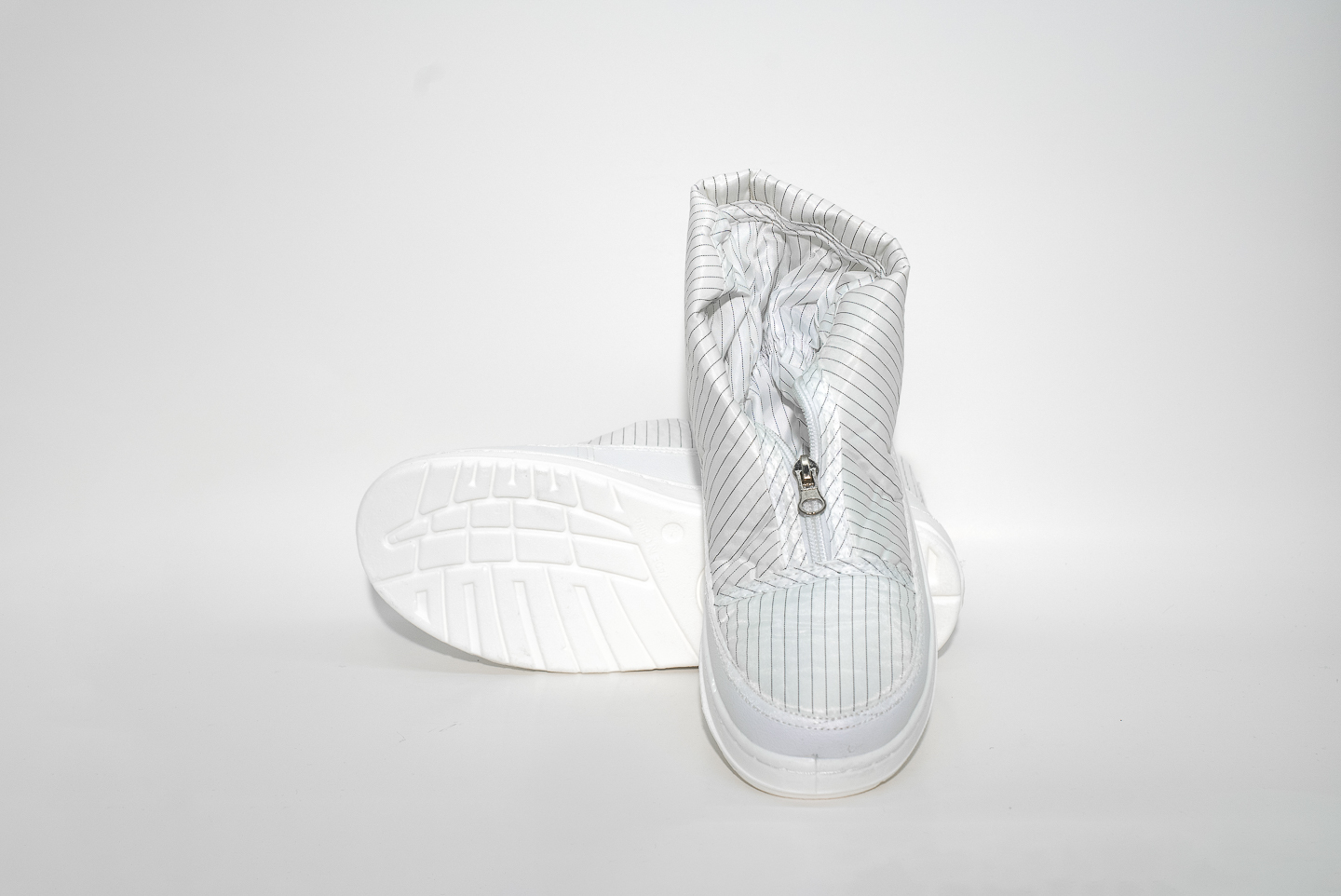 PU白革浅口白条纹复海绵长筒(CT-PU612)