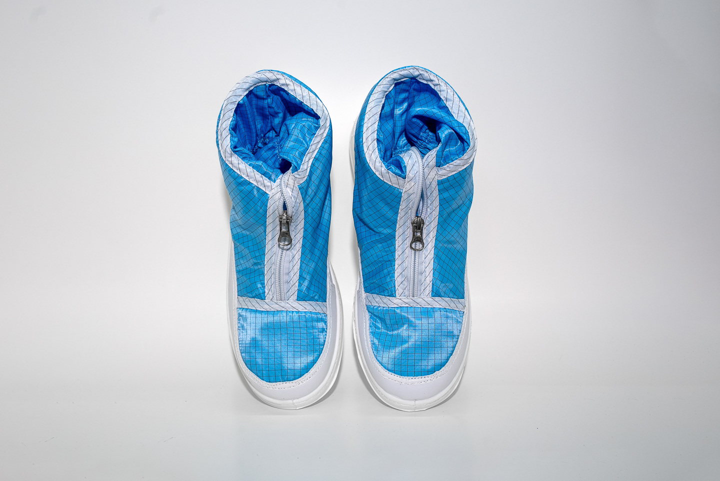 PU白革浅口蓝网格复海绵长筒 (CT-PU613)